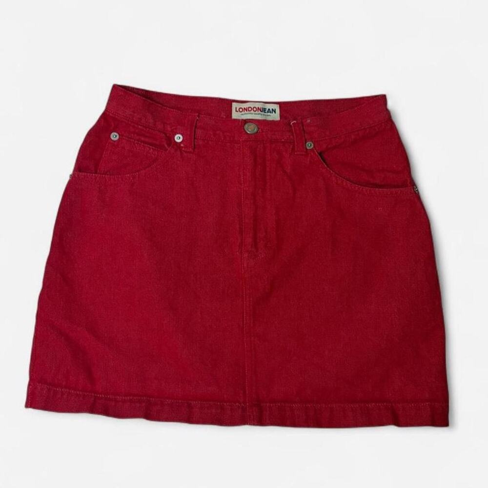 London Jean red cotton denim mini skirt with pockets - size 4
